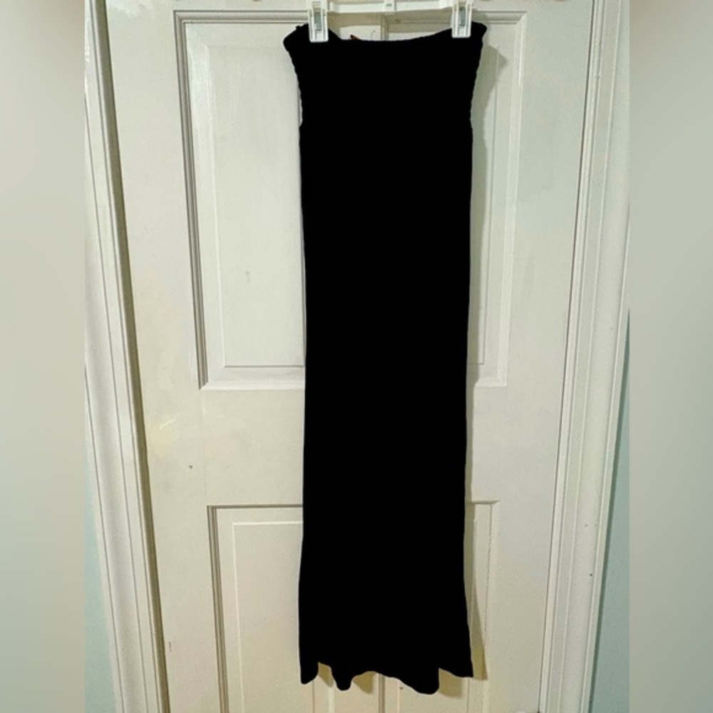 Rosie Pope Maternity smocked top front slit maxi sundress black size Medium LBD